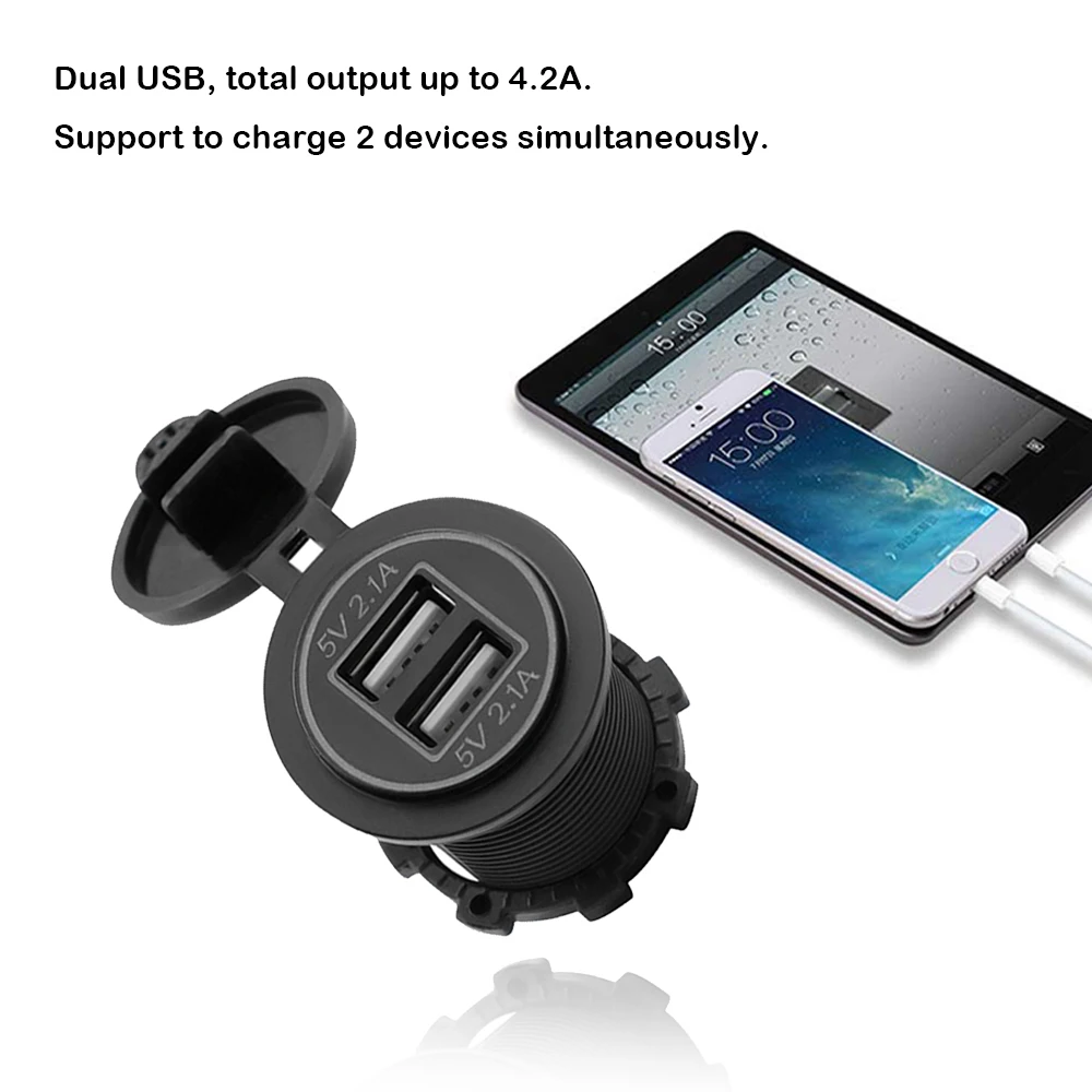 OBD2 A + Качество Авто Мото Зарядное устройство USB 12/24V черный Водонепроницаемый