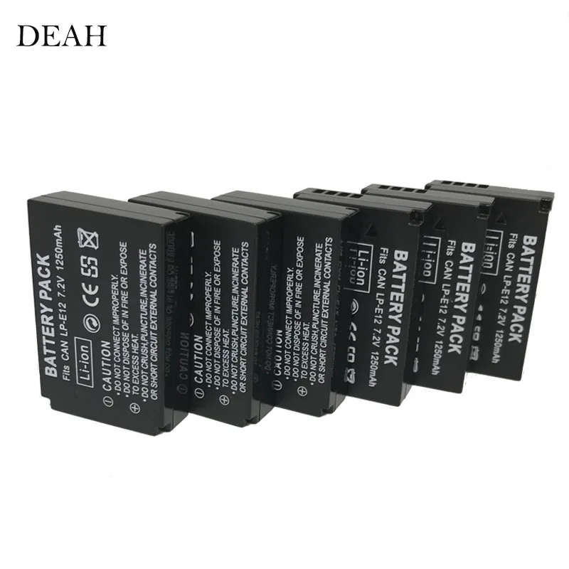 

1250mAh high capacity LP-E12 LPE12 LP E12 digital Camera Batteries For EOX-M M2 M10 M50 M100 100D Kiss X7 SX70 Rebel SL1 DSLR