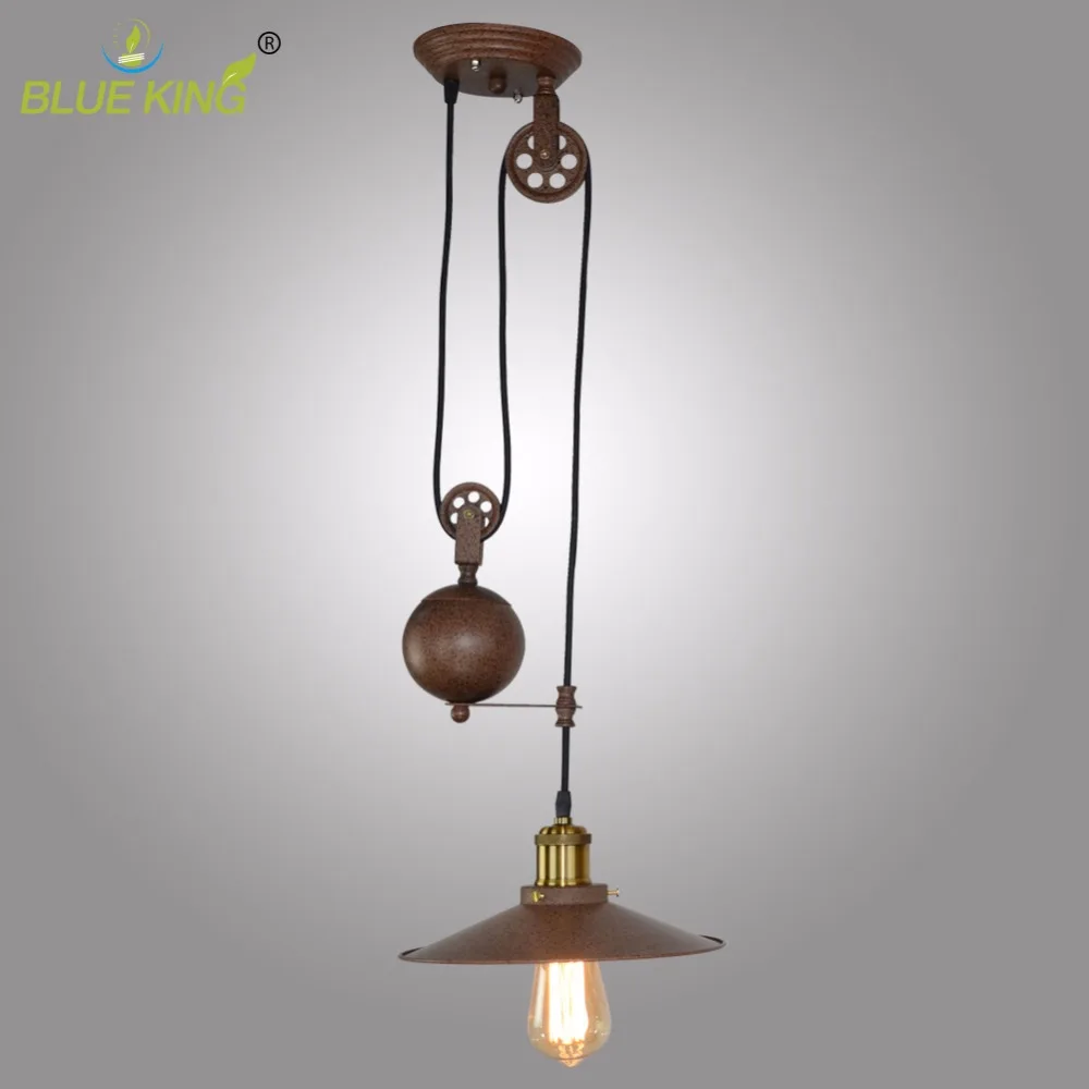 industrial pulley pendant lamps kitchen edison retro ...