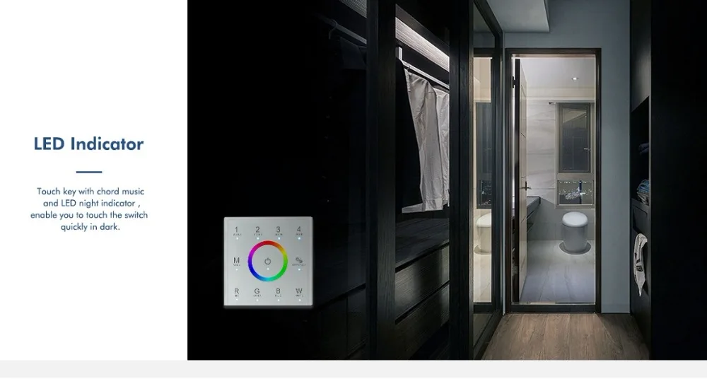 Светодиодный контроллер RGBW, настенная сенсорная панель RF2.4G andDMX master, беспроводной многофункциональный контроллер 100 V-240 V, 4 зоны T14