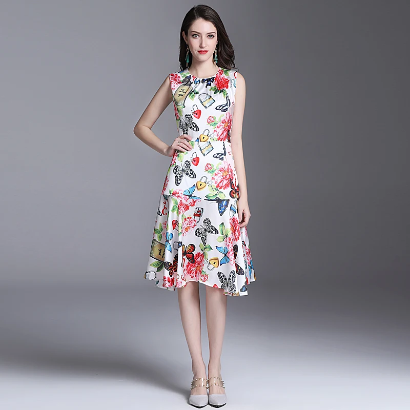 

Long Dresses High Quality New Women'S Fashion Party Boho Beach Sexy Vintage Elegant Chic Print Sleeveless Vest Mermaid Dress