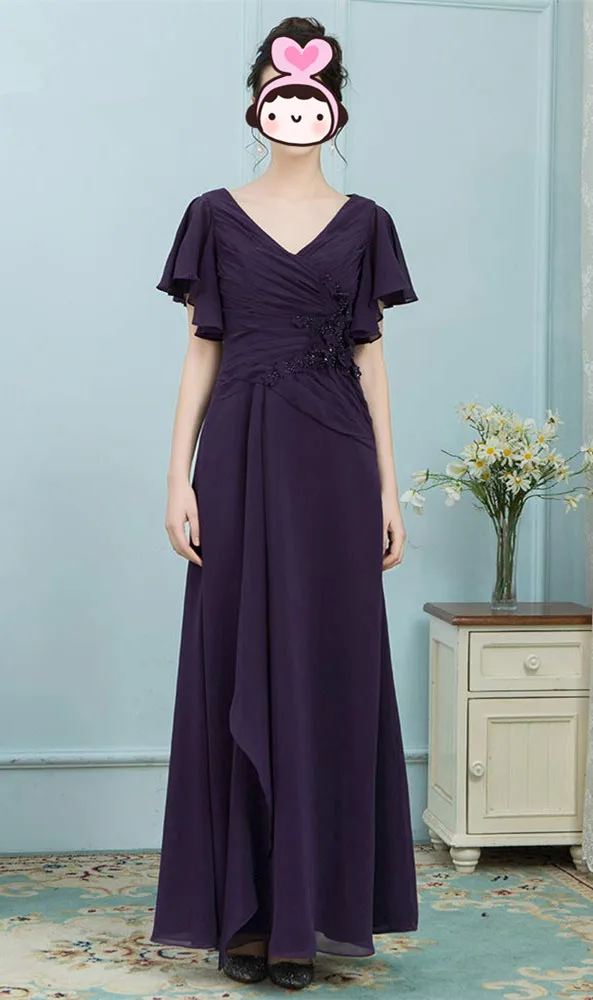 Elegant Dark Purple Moeder van de Bruid Jurken Voor Bruiloften Mouwen Lange Moeder van de Bruid Jurken Wedding Party Dress 2019 Elegant Dark Purple Moeder van de Bruid Jurken Voor Bruiloften Mouwen Lange Moeder van de Bruid Jurken Wedding Party Dress 2019
