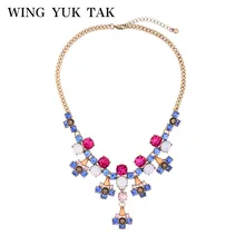 wing yuk tak Fashion Brand Jewelry Luxury Multicolor Crystal Pendant Statement Necklaces For Women High Quality Necklace Bijoux