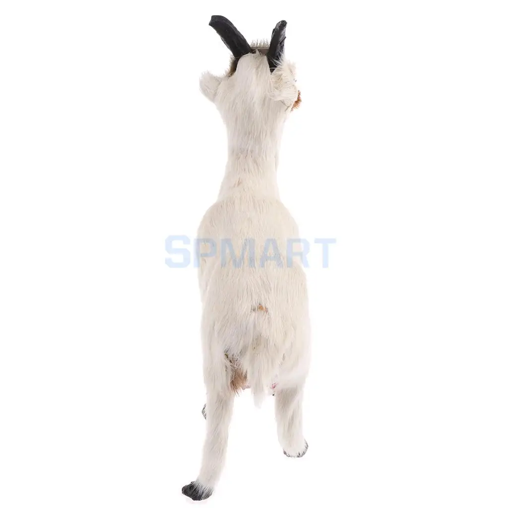 Simulation Faux Fur Stanidng Goat Sheep Animal Model Figures Home Decoration