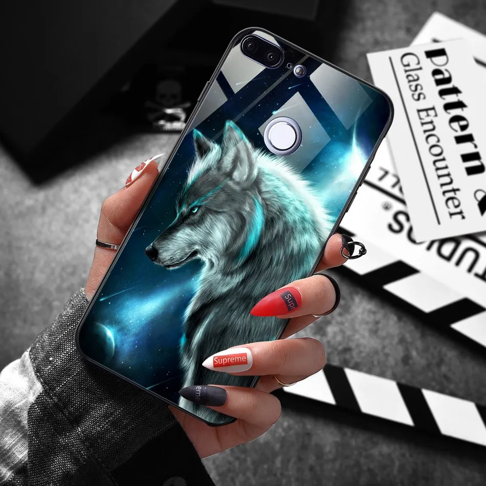 Luxury Tempered Glass Case For Huawei Honor 9 Lite 9 10 Animal Pattern Case on Huawei Mate 10 Lite P20 Lite Pro P Smart Enjoy 7s (17)