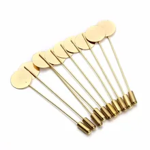 LOULEUR 20 teile/los Gold Farbe 7,5 cm/7,3 cm Länge 10mm 15mm Flache Broschen Pin mit Stopper sicherheit für Frauen Spitze Brosche Pins Basis