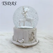 Snow Crystal Ball Music Box Christmas Gift Best Festival Decoration Luminous Elk Music Box