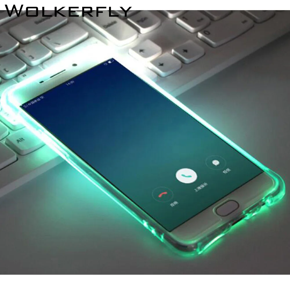 

High Quality Cases Cartoon Called LED Flash Light Case For Samsung Galaxy S6 Edge Luminous Glitter Clear Case for Galaxy S7 Edge