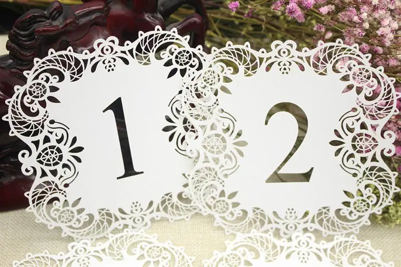 

10PCS Table Number Fashion Hollow Out 1 to 10 Place Card Paper Place Card for Wedding Party