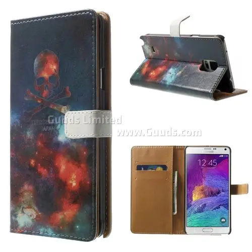Fire Skull Leather Flip Cover for Samsung Galaxy Note 4 N910