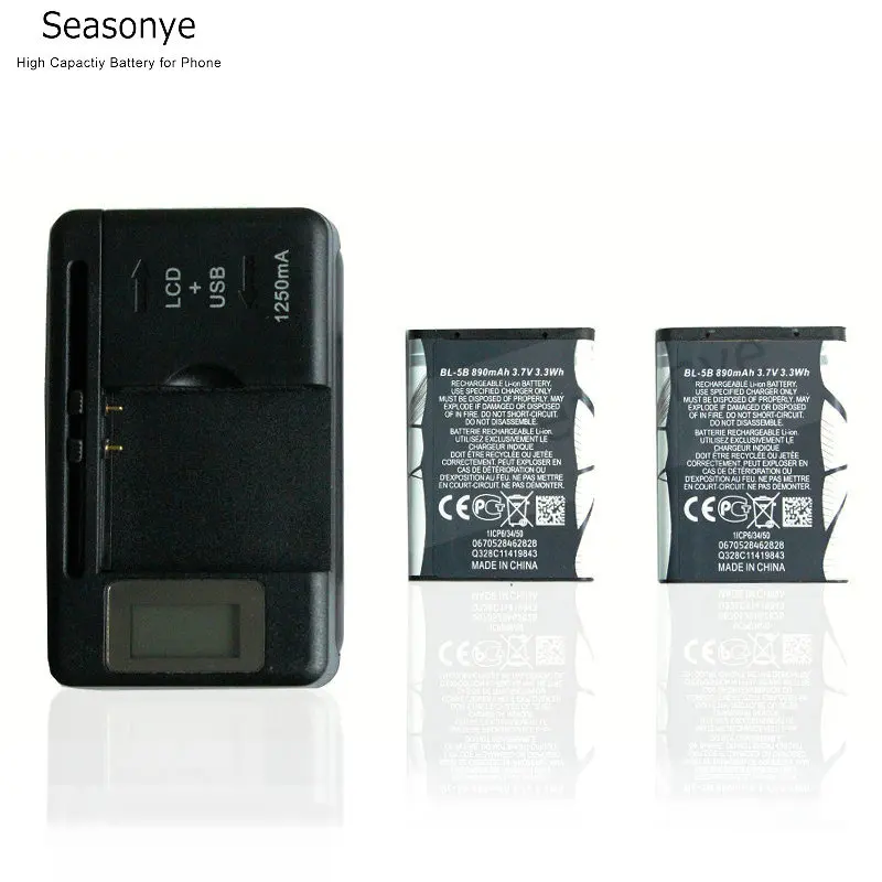 Сменный аккумулятор для BL 5B Seasonye 2x890 мАч + зарядное устройство Nokia