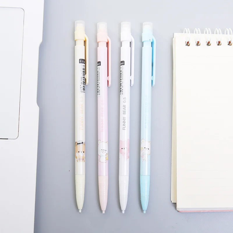 

4pcs/1lot Kawaii Cute Cartoon Bear press Mechanical Pencils School Office Supply Student Stationery Kids Gift Automatic Pencil
