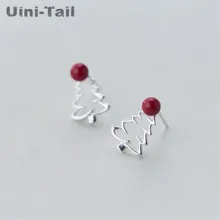 Uini хвост 925 серебро творческий милый елки красные бусы искусственный серьги из бисера модные Рождественский подарок GN280