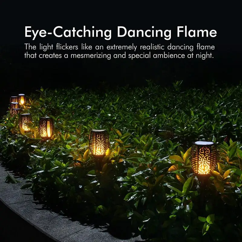 Cintilação da Chama Holofotes ao ar Conduziu a Lâmpada para os Caminhos do Jardim Luz da Tocha Leds Solar Jardim Lâmpada Ip65 Livre Paisagem Decoração 96 Mod. 129563 7 Cheap Lâmpadas solares