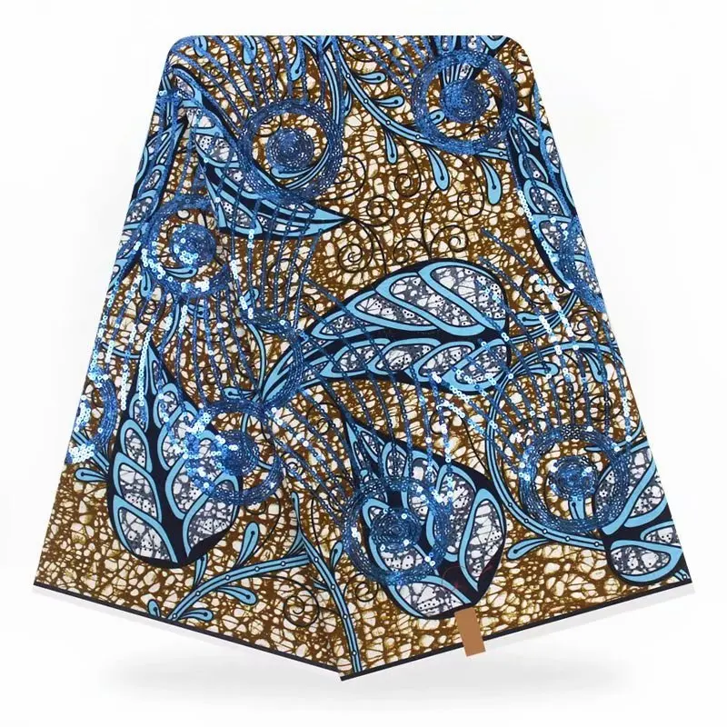 

african Africa wax fabrics for clothing with sequins nigerian 100% cotton patchwork prints dutch wax fabric!Y-4076
