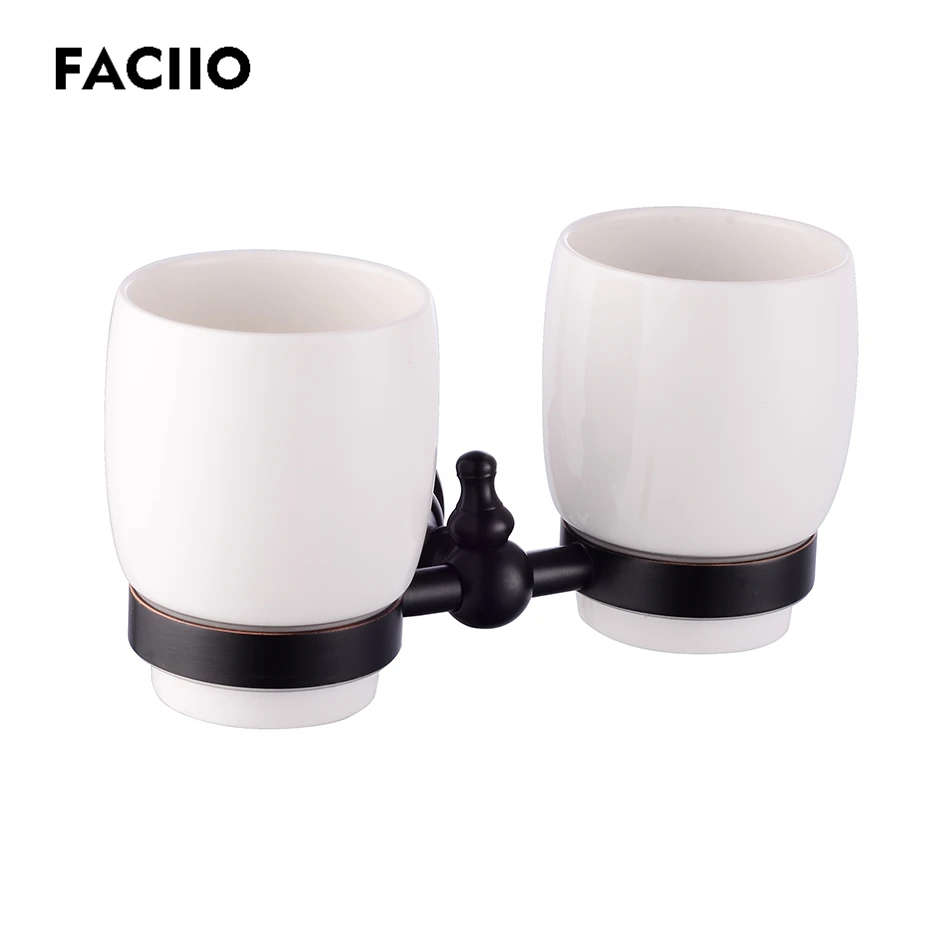 FACIIO Deluxe Медь настенный двойной Зубная щётка чашки держатель стаканов с 2 закаленное держатели стаканов чашки 5255