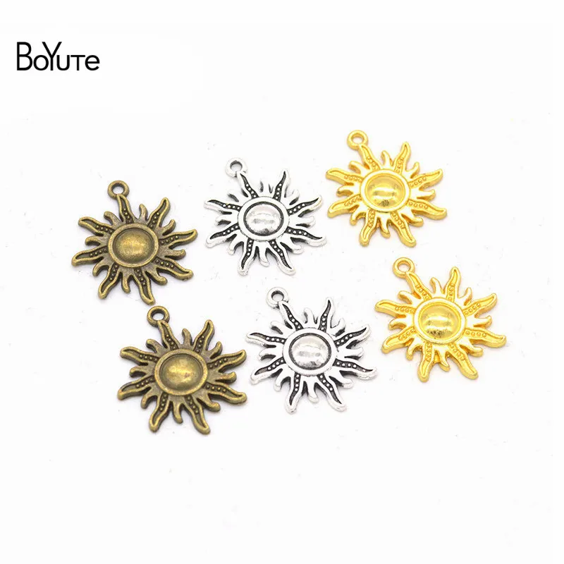 BoYuTe (50 PiecesLot) 4 Colors 2825MM Metal Alloy Sun Pendant Charms Diy Hand Made Jewelry Accessories (1)