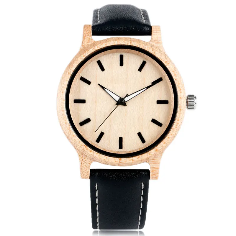 

2017 Bambo Woman Nature Wood Sport Novel Quartz Wristwatch Modern Minimalist Genuine Leather Band Creative Watches Relogio