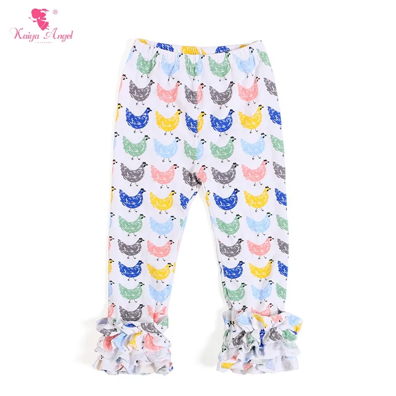 2018 Easter Chick Toddler Girl Clothing Ruffle Icing Pants Boutique