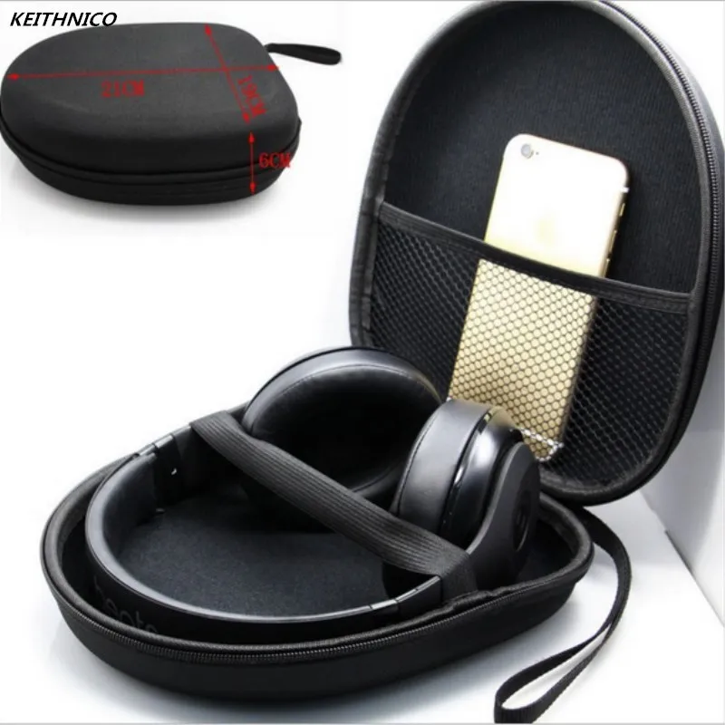 

KEITHNICO 1PC High Quality EVA Headphone Large Case Earphone Headset Zipper Portable Black Storage Box