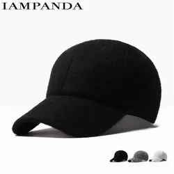 Iampanda марка 2017 супер теплая мужская мода Бейсбол Кепки Для женщин Snapback шляпа для Для мужчин кролик Повседневное одноцветное Цвет Кепки s