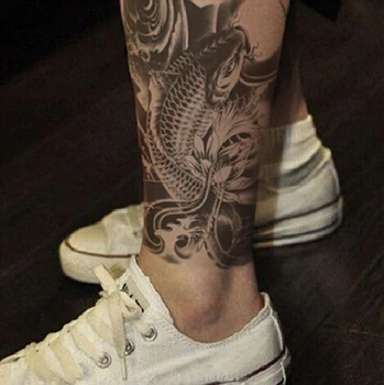 

HOT Men Women Fish Temporary Tattoo Sexy Oriental Carp Beauty Waterproof Arm Sticker Fake Arm Sleeve Body Shoulder Tattoos 2Pcs
