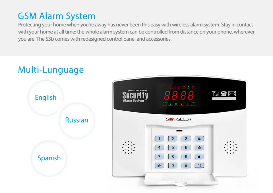 Русская/испанская Голосовая подсказка Интерком SIM GSM Беспроводная система сигнализации приложение управление Умный дом защита от взлома система сигнализации комплект