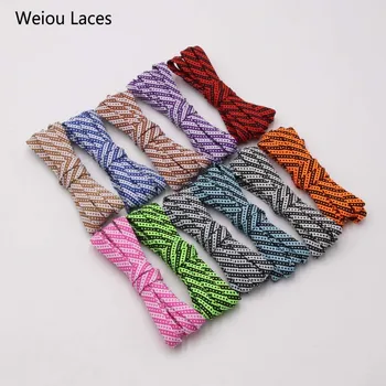 

Weiou 7mm Flat Type Polyester Kids Shoelace Two Tone Twill Middle Dot Checkered Laces Exclusive Black Blue Sneakers Shoestring