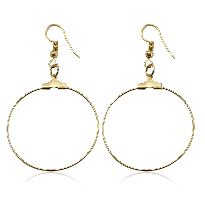 

Women Trendy Big Elegant Zinc Alloy Stainless Steel Silver Gold Color Round Geometric Hook Hoop Earrings