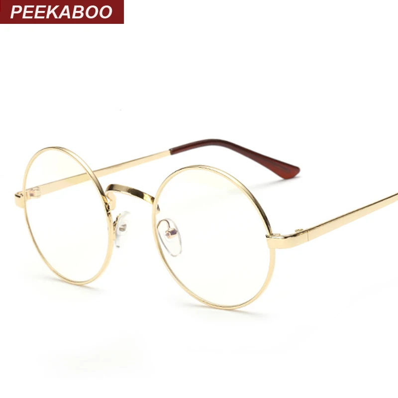 Peekaboo Cheap small round nerd glasses clear lens unisex gold round metal frame glasses frame optical