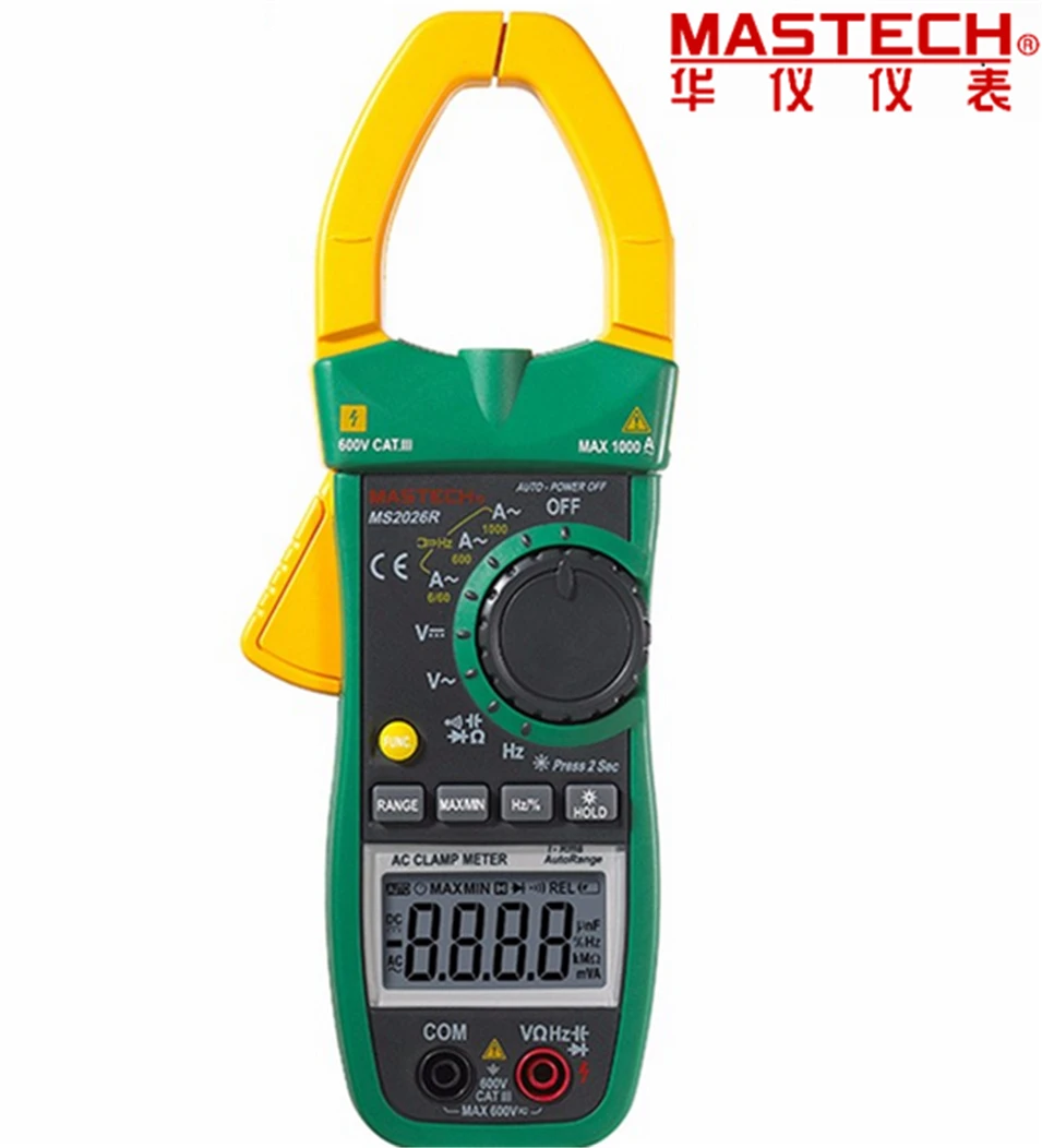 

2017 Auto&Manual Range 6000 Counts Digital Clamp Multimeter AC/DC Tester True RMS temperature measurement ADP MASTECH MS2026R