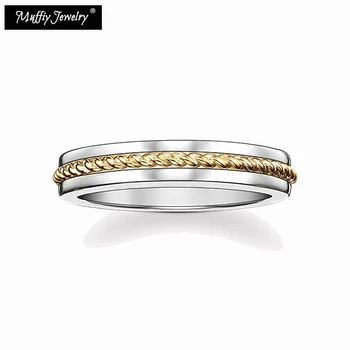 

Gold Color Rope 925 Sterling Silver Band Ring,TS Gift for Women & Men,Thomas Style Factory Wholesale Price 2017 Fine Jewelry