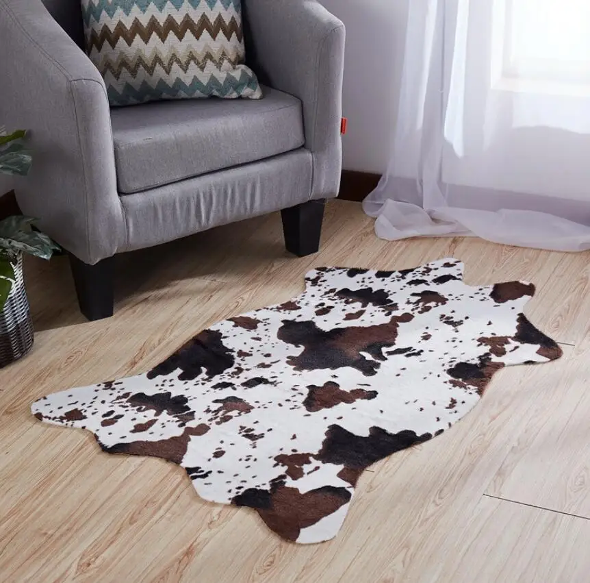 

New Arrival PV Velvet Imitation Skins Rugs and Carpets Cow Zebra Carpet 110*75cm Carpets For Living Room Bedroom