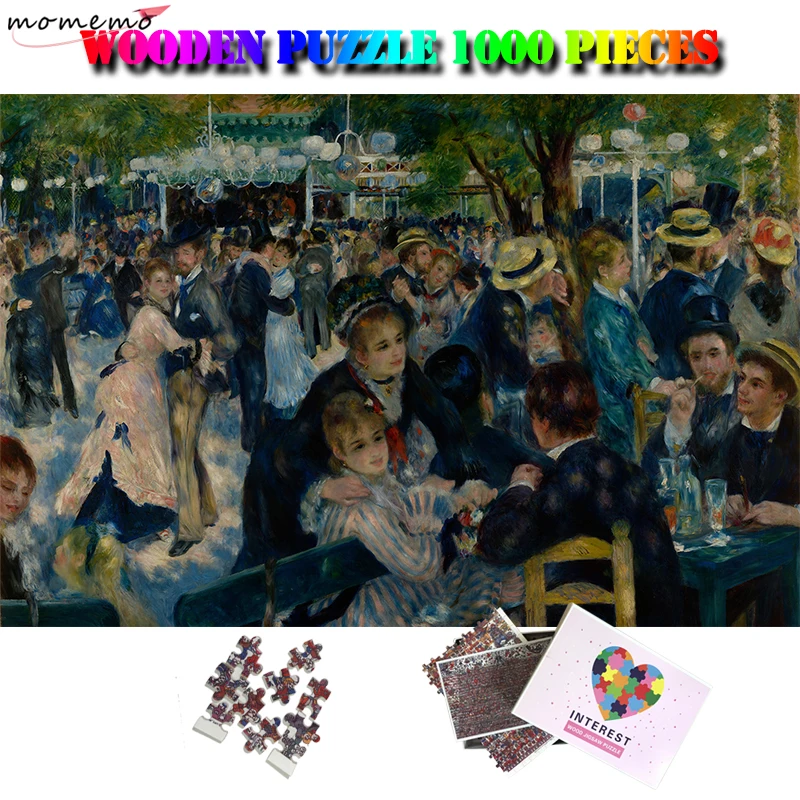 

MOMEMO Dance At Le Moulin De La Galette Jigsaw Puzzle 1000 Pieces Wooden Puzzle Adults World Famous Painting Puzzles Home Decor