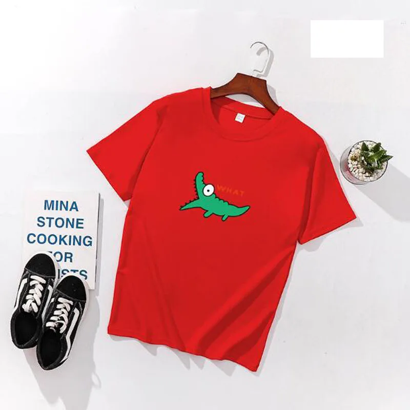 

Cute Lovely Print Women T shirts Spring Summer Short Sleeve O Neck Cotton Spandex Women Tops Tees Slim Fit Women T-shirts