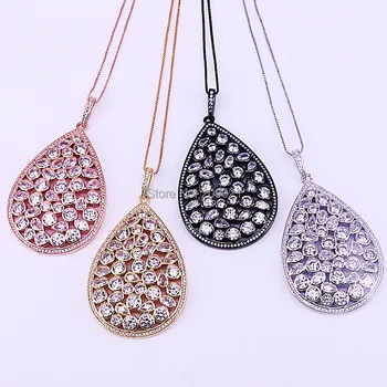 

5Pcs New Micro Pave CZ Crystal Zirconia Jewelry Charm Women water drop Pendant Necklace High Quanlity