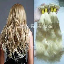 aliexpress uk European real hair Blonde Natural Wave Humano Hair Extension, 16″-26″ 613# Hair Weaving 1 Piece/Lot, hair clips