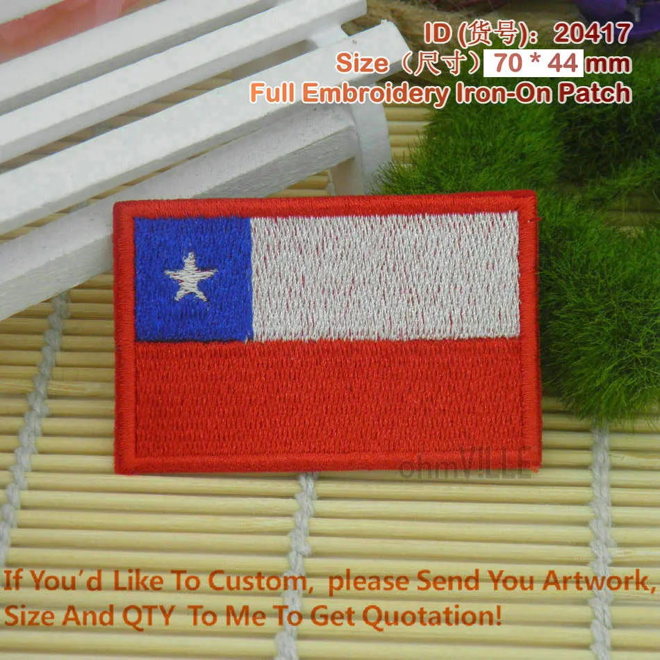 CHILE FLAG embroidered iron-on PATCH CHILEAN SOUTH AMERICAN EMBLEM applique 