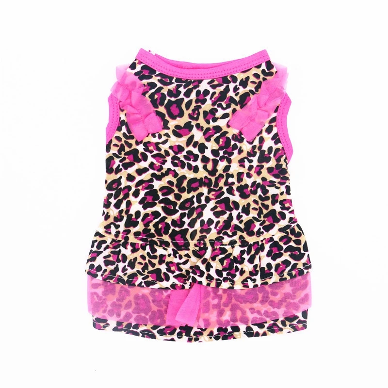 

Dog Clothes Leopard Print Dog Dresses Summer Skirt Chihuahua Apparel Doggy Rose Animal for Small Dogs Ropa De Verano Para Perros