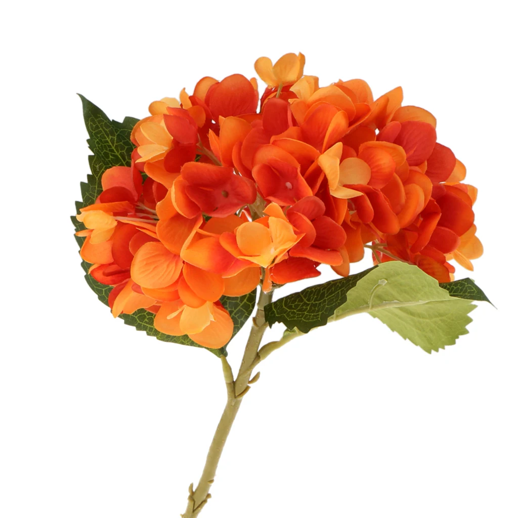 Artificial Hydrangea Rose Silk Peony Flower Room Garden Wedding Decor Orange