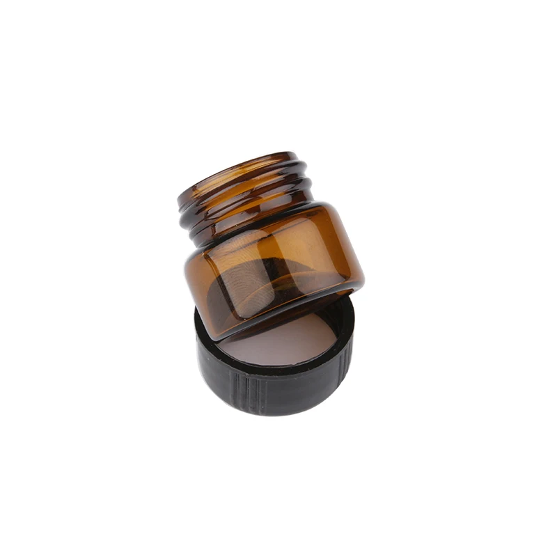 

50pcs/lot 5ml Amber Glass Eye Cream Jars 5g Empty Sample Display Vials Small Glass Essential Oil Pots With Black Screw Cap