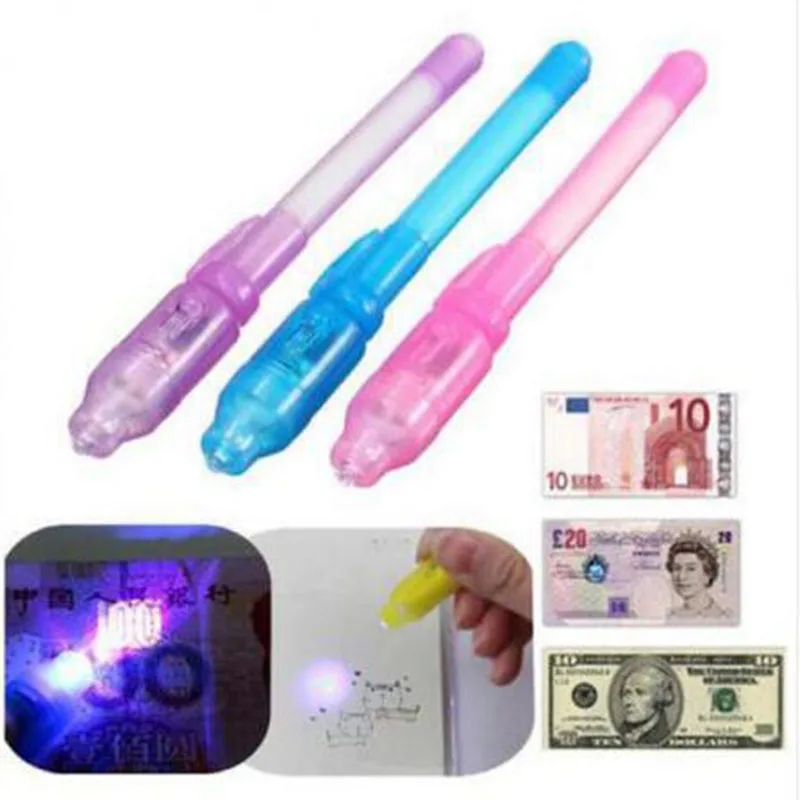 Marvel Invisible Iight Pen Mystery LED Electronic Violet Light Marker Creative UV Magic Ink Pen Material Escolar Secret Invisibl