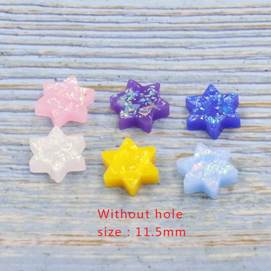 Fnixtar Synthetic David Star Opal Charm Many Colors Fire Opal Hexagon Bead DIYJewelry For Necklace 1.5mm Hole 20Piece/lot