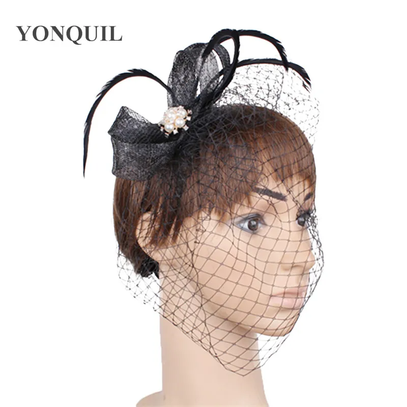 orange black feather fascinator hair clip headpiece brooch wedding party