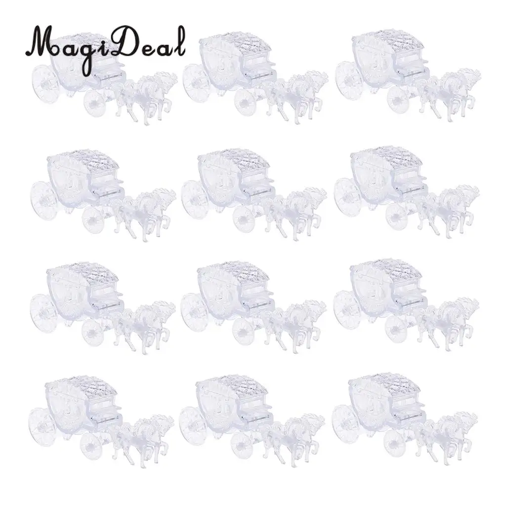 MagiDeal 12 Pieces Crystal Horse Carriage Candy Gift Boxes Party Favor Baby Shower 
