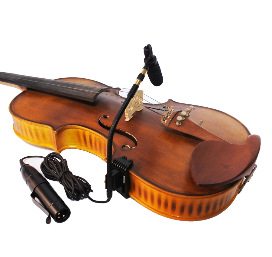 4/4 Violin Fiddle Clip Lavalier Condenser Microphone With 48v Phantom