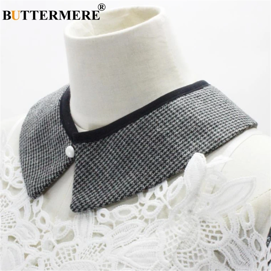 

BUTTERMERE Plaid Fake Collar Women Spring removable collar Female British Style Brand Vintage Detachable False Collar