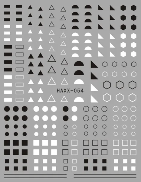 Hanyi серии геометрические треугольные HAXX-54-59 стикеры 3D на ногти nail Art переводная наклейка шаблон diy Инструменты для ногтей украшения - Цвет: HAXX-54 Black