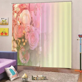 

3D Digital Print Flower Modern blackout curtains for living room bedroom window treatment drapes finished blackout M20