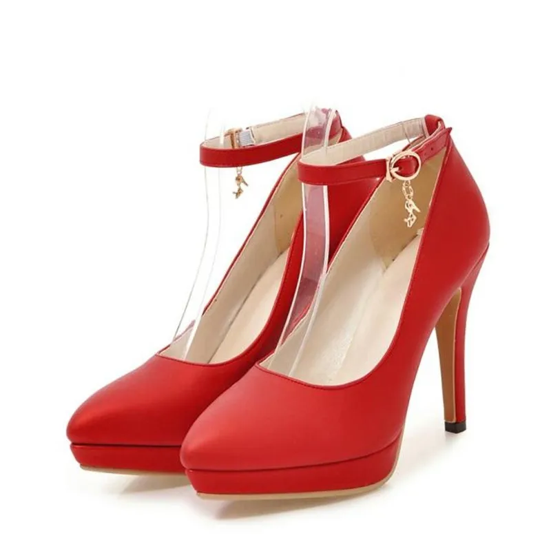 Spring and Autumn New pattern fashion Cusp temperament High-heeled Waterproof Women Shoes gules sexy banquet marry Women Shoes